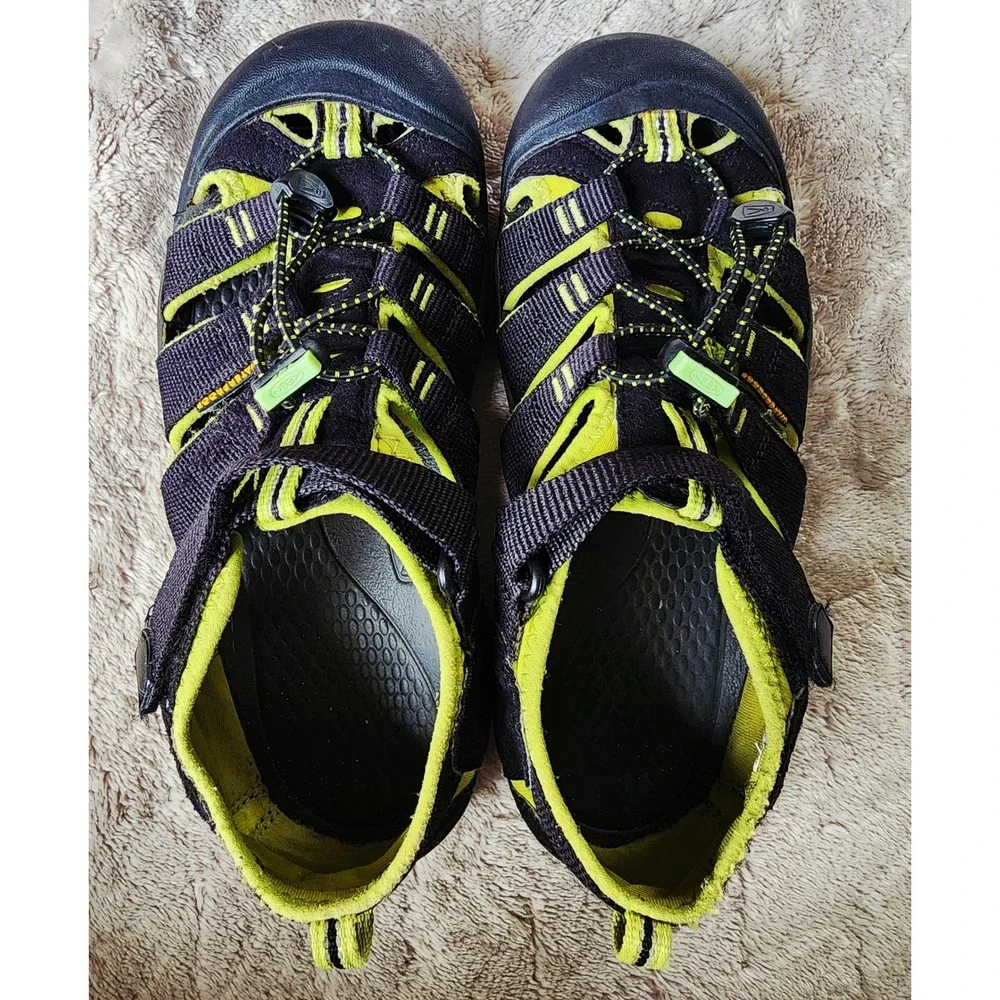 Keen Newport H2 Kids Waterproof Sandals Black Lime Green 5 1009965